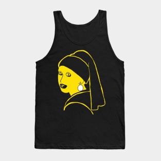 Minimalist Girl with a Pearl Earring Tank Top